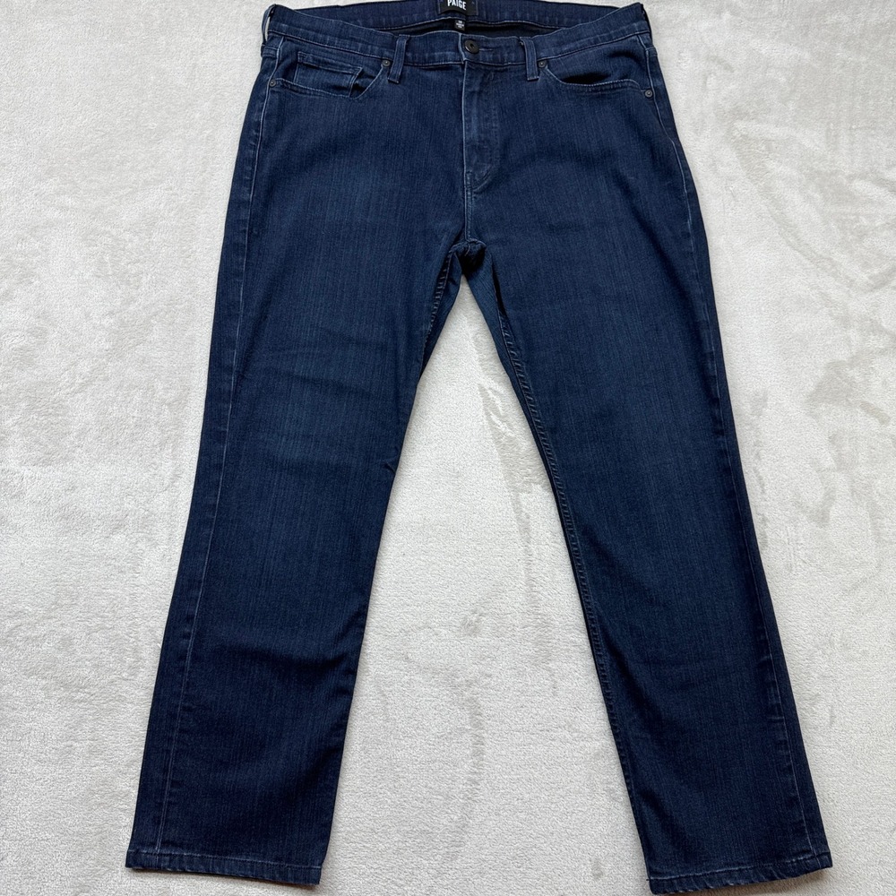 Paige Jeans Men 36x28 Blue Federal Slim Straight Inkwell Dark Wash Stretch Denim